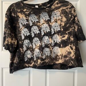Cropped Dolly Parton Black and Tan Crop Top